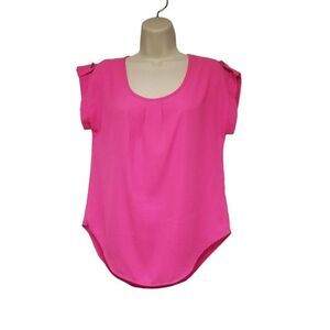 Mine Scoop-Neckline Hot Pink Pullover Casual Blouse Size Medium